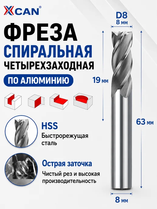 XCAN Фреза по алюминию 8мм, вариант