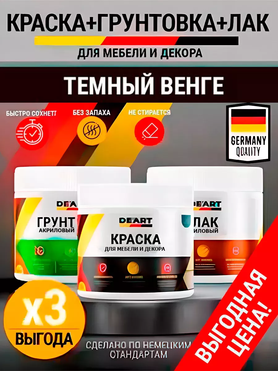 Краска для мебели и декора венге тёмный(+лак акриловый)