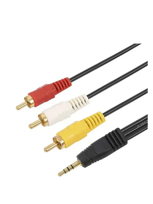 Кабель 3 RCA тюльпан 3.5 Jack, черный, фото 2