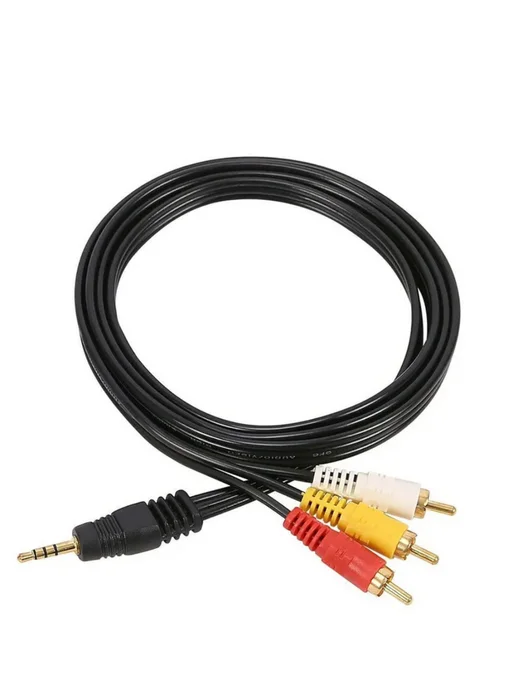Кабель 3 RCA тюльпан 3.5 Jack, черный, фото 3