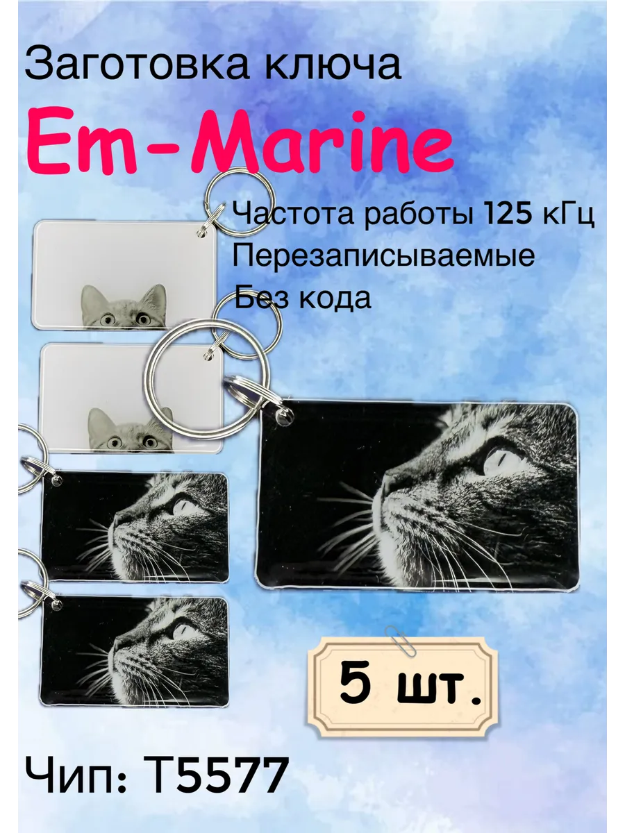 Ключ для домофона Кошечка Т5577 (125Khz), , (5шт.)