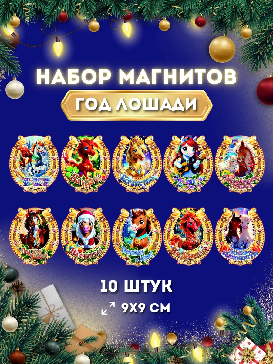 Набор магнитов новогодние год Лошади 2026