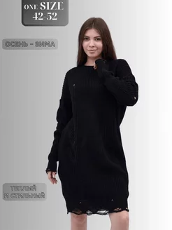 Платье свитер вязаное MINKY SHOP 267560095 купить за 1 368 ₽ в интернет-магазине Wildberries