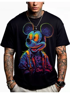 Футболка с принтом светящимся Mickey Mouse