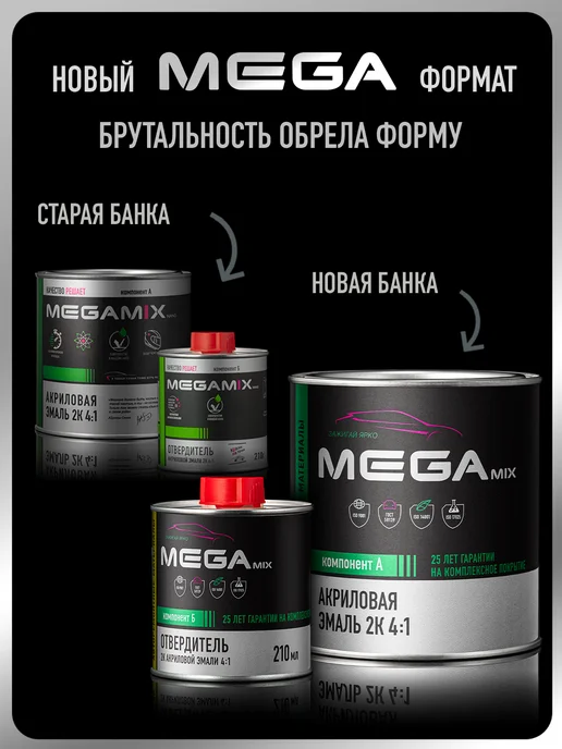 MEGAMIXnano Акриловая краска 2К Вишневый 127, Эмаль+отвердитель, 840 мл, фото 6
