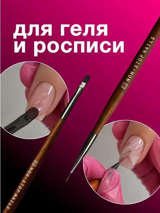 Non Stop Nails Кисти для маникюра и дизайна ногтей, серый, фото 2