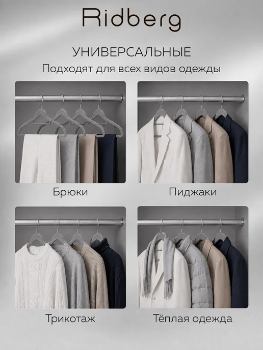Ridberg Вешалки для одежды, серый, 10 шт, фото 7