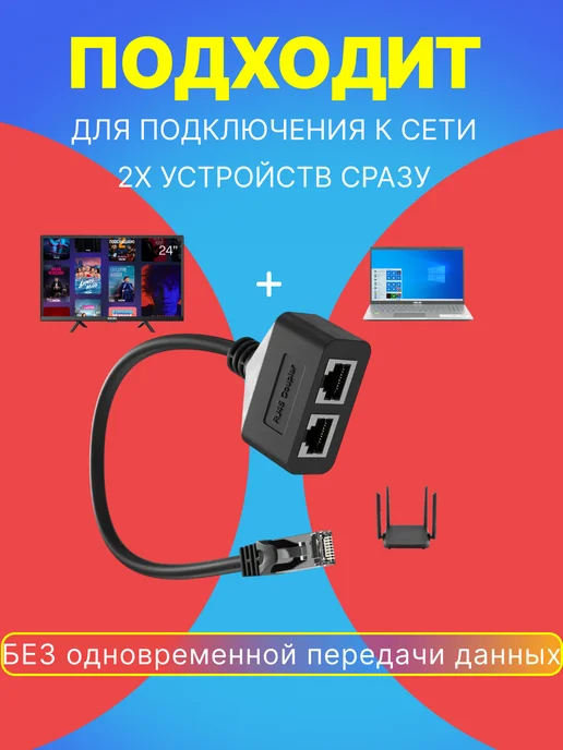 GSMIN Разветвитель сетевого кабеля RJ-45 сплиттер, 0.28м, 0,28 м, фото 6