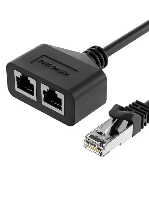 GSMIN Удлинитель сетевого кабеля 2x RJ-45 (F) на RJ-45 (M), 0.28м, 0,28 м, фото 2