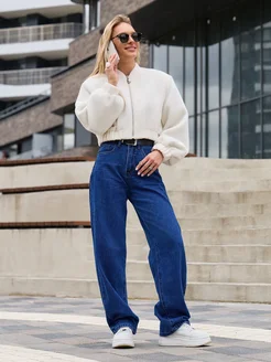 Джинсы широкие багги с высокой посадкой