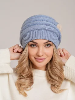 Шапка из шерсти зимняя с норкой объемная DIKA KNIT 267704050 купить за 1 166 ₽ в интернет-магазине Wildberries