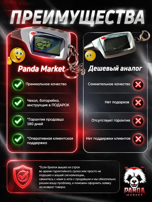 Panda Market Брелок пульт для сигнализации Starline старлайн E90, черный, фото 8