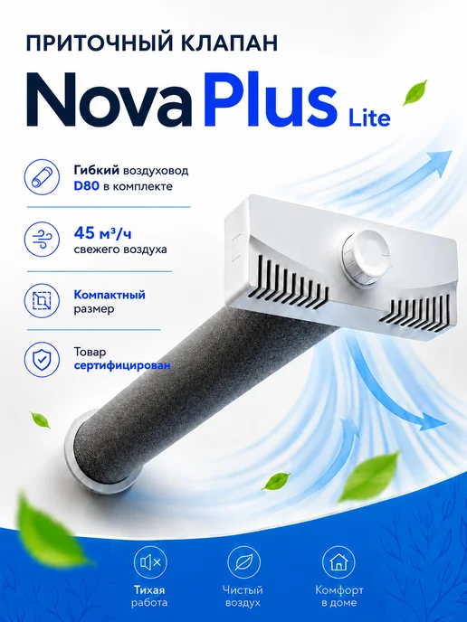 NOVAplast Приточный клапан стеновой вентиляции NovaPLUS, вариант
