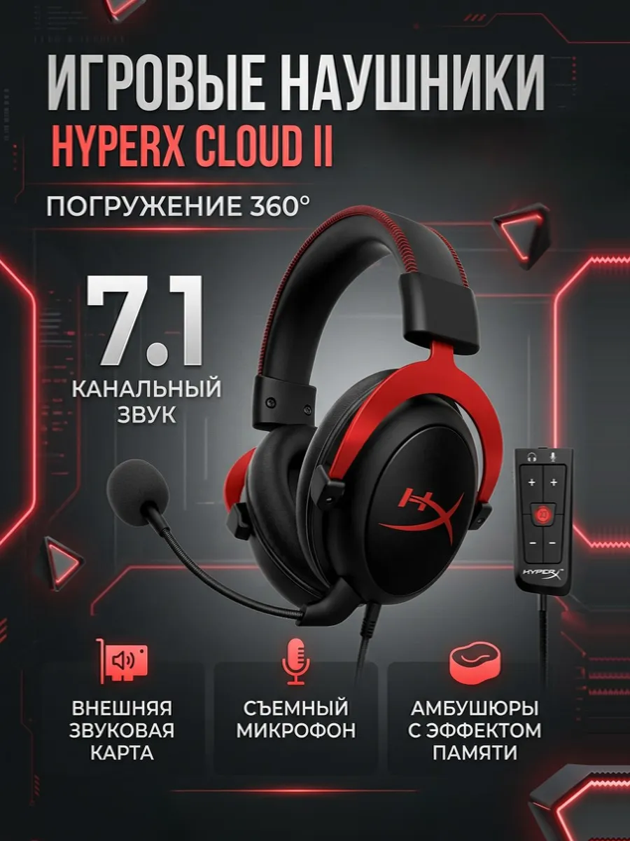 HYPERX Игровые наушники Cloud II со звуковой картой