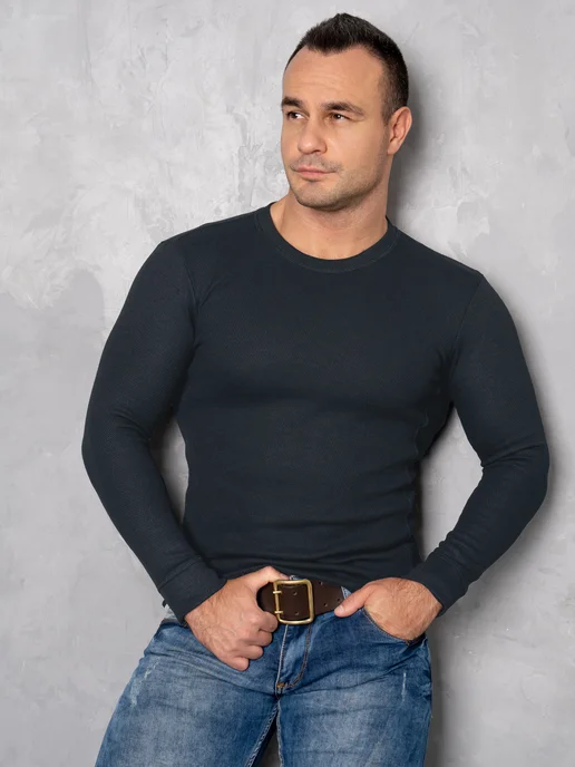 S.P.A.WEAR Лонгслив с начёсом утепленный, черный