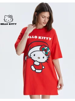 Красная ночная сорочка oversize с принтом Hello Kitty Gloria Jeans 267860789 купить за 1 325 ₽ в интернет-магазине Wildberries