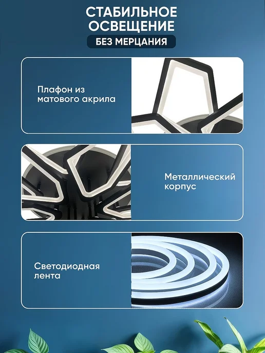 Classmark Умная Люстра потолочная светодиодная с пультом ДУ, вариант, фото 7