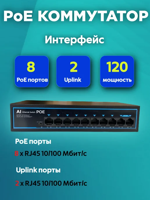 DS-System Коммутатор POE 8+2, вариант, фото 3
