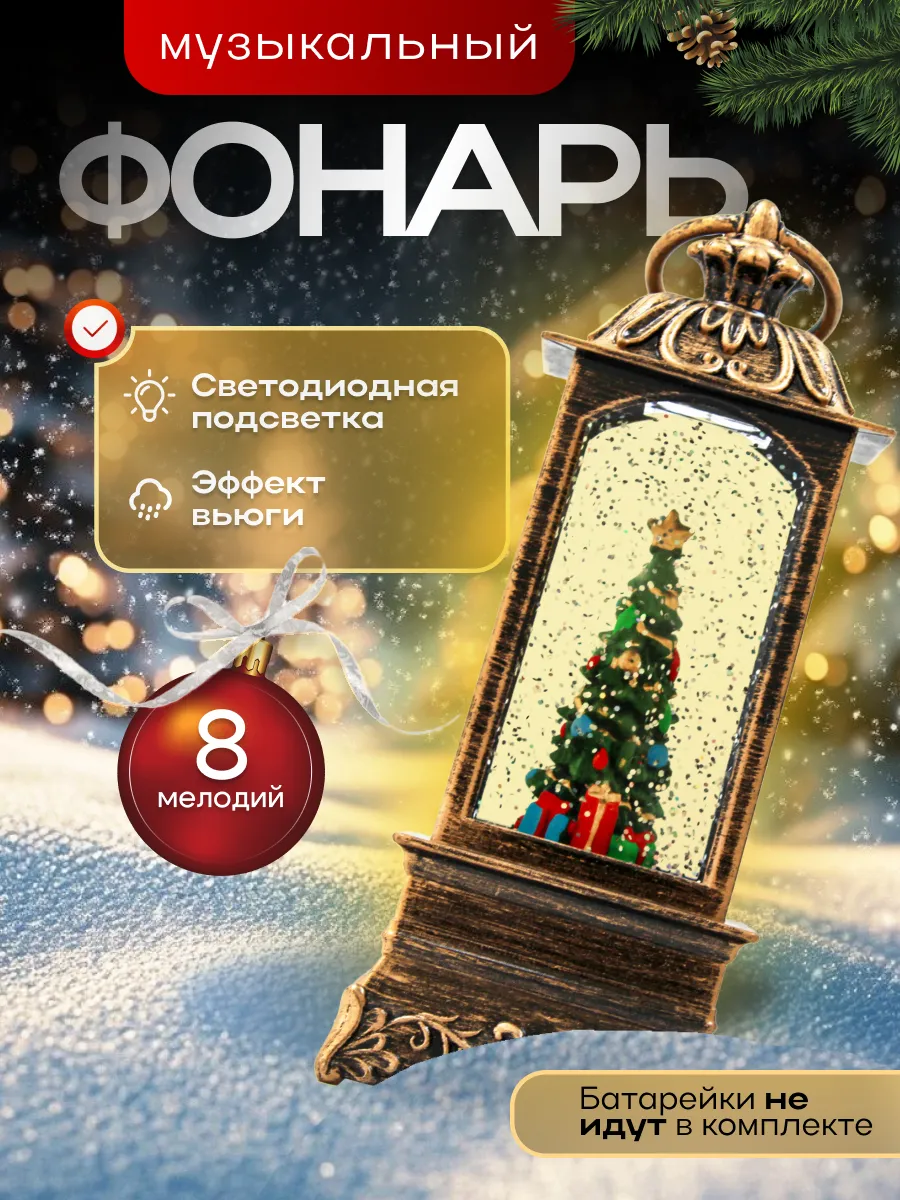 Новогодний светильник с эффектом снегопада