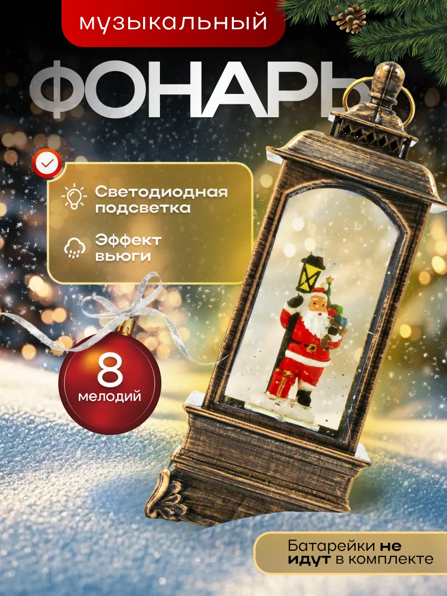 Новогодний светильник с эффектом снегопада