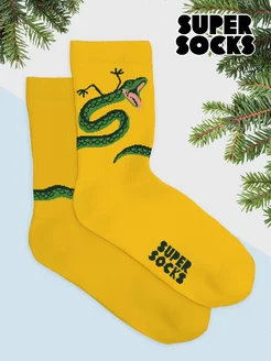 Носки новогодние с принтом Змея SUPER SOCKS 268236115 купить за 375 ₽ в интернет-магазине Wildberries