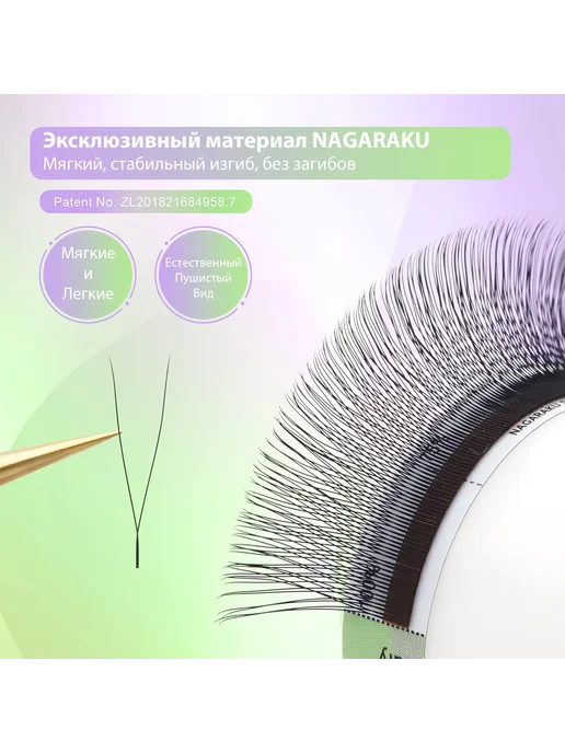 Nagaraku Готовые пучки 2D одинарные 0.10C микс 8-14 мм Нагараку, Готовые пучки 2D одинарные, фото 6