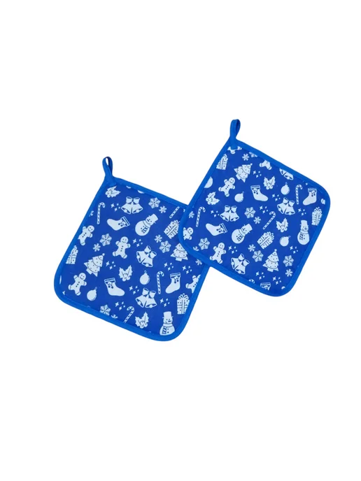 lorena-textile Прихватки кухонные для горячего Новогодние синие, синий, фото 2