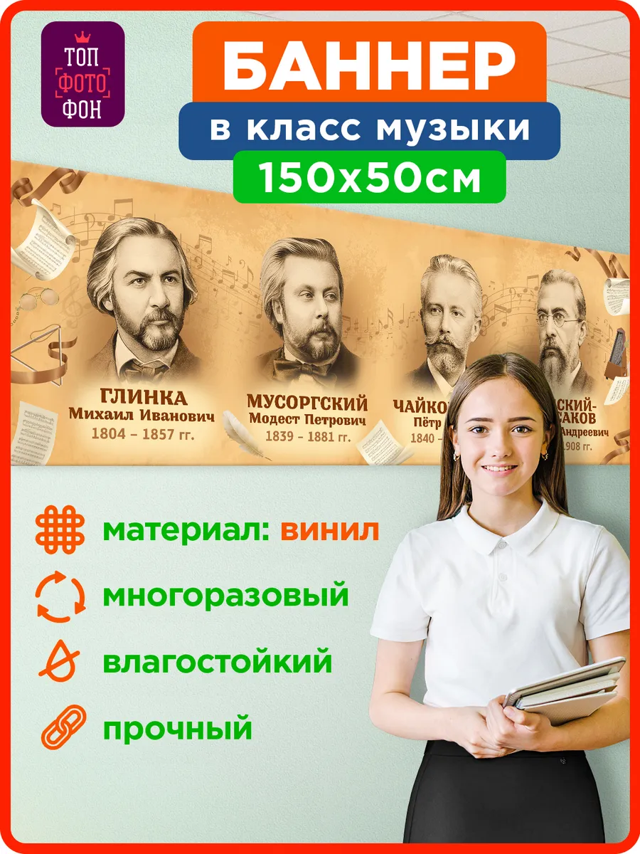 Плакат Портреты композиторов в класс музыки в школу баннер
