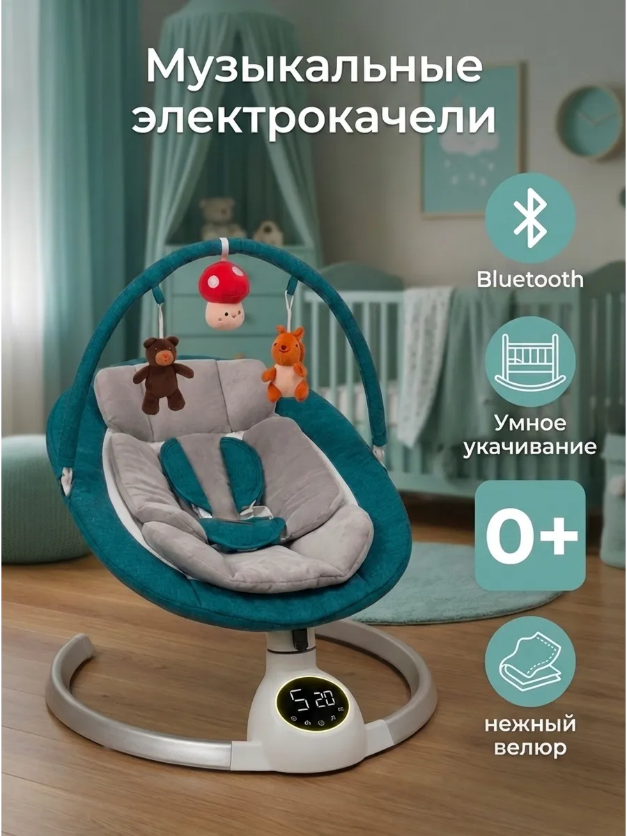 Электрокачели для новорожденных шезлонг качалка 3 в 1
