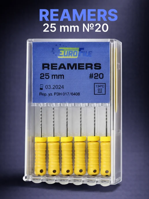 Eurofile Reamers римеры, 25мм, №20 сталь, 6 шт, 6 шт