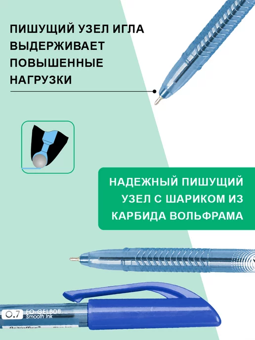 Flexoffice Ручка шариковая синяя масляная 0,7мм, синий, 8 шт, фото 5