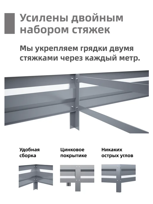 Интерпрофиль Грядка оцинкованная 0,8 х 4,0 х 0,20 м, 0.8x4.0x0.20 м, 0,2 м, фото 3
