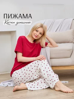 Костюм домашний летний пижама оверсайз I see you 268667778 купить за 1 474 ₽ в интернет-магазине Wildberries