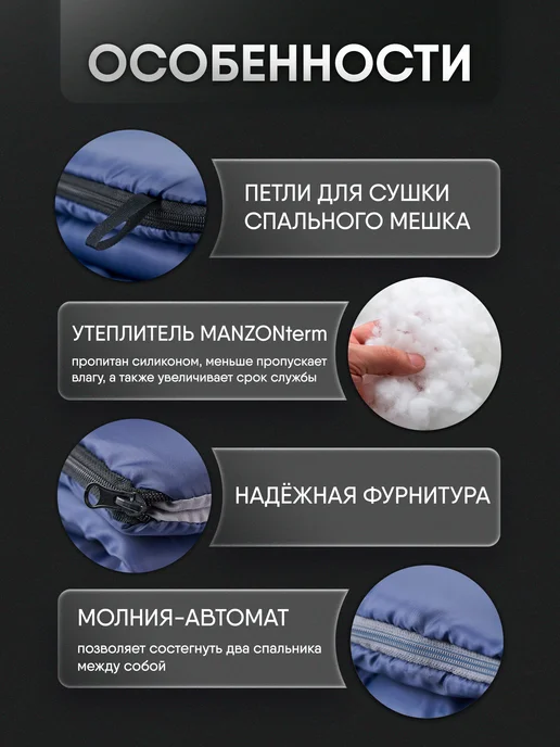 THEMANZON Спальный мешок туристический 240*77 STANDART EVO до -5С, 240x77, фото 6