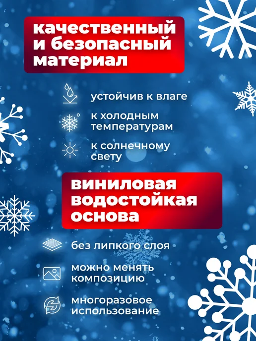 Набор новогодних наклеек на окна