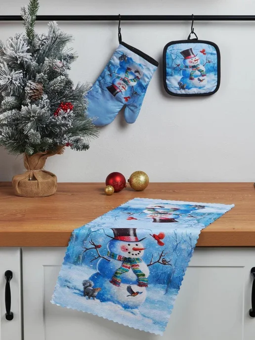 Daler tex Набор для кухни прихватки и полотенце, голубой, фото 3