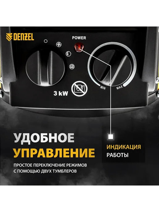 DENZEL Тепловая пушка электрическая DHC 3-150, 96431, желтый, фото 2