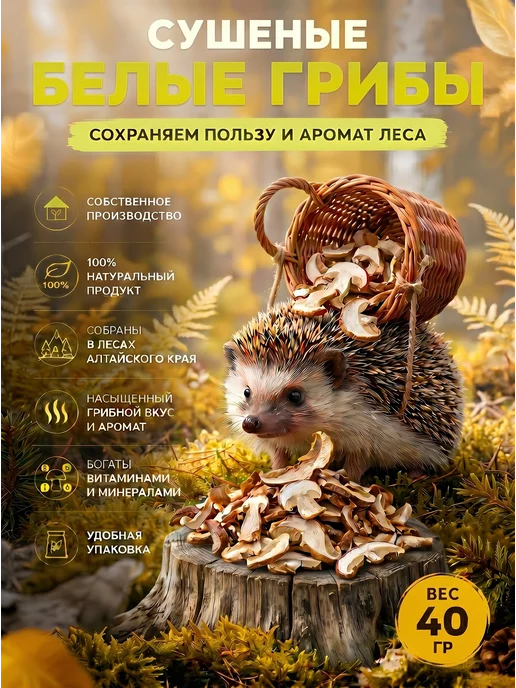 Лесная фея Грибы белые сушеные 80г, 40 г