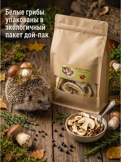 Лесная фея Грибы белые сушеные 80г, 100 г, в упаковке 195 г, фото 2