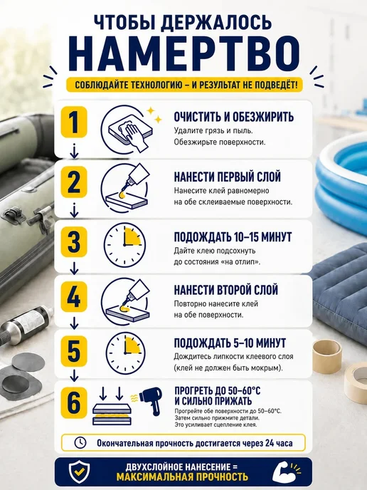 Фишторг Ремкомплект ПВХ с клеем для лодки бассейна надувного матраса, вариант, фото 5