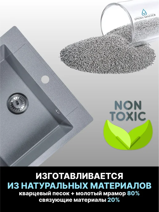 AV engineering Мойка для кухни каменная врезная раковина 55х50 см, вариант, фото 5