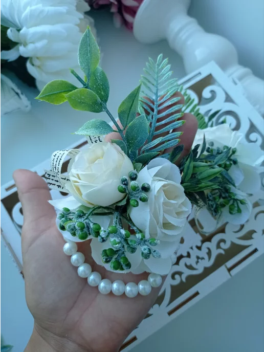 Wedding by Gulya бутоньерка жениха + браслет набор, вариант, фото 5