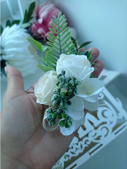 Wedding by Gulya бутоньерка жениха + браслет набор, вариант, фото 7