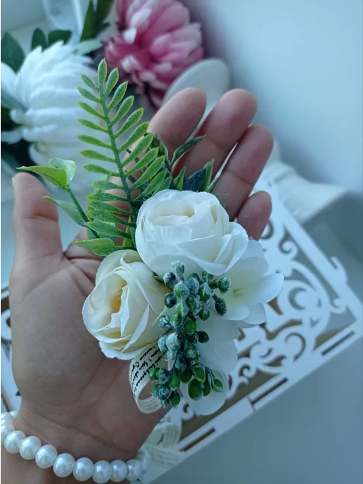 Wedding by Gulya бутоньерка жениха + браслет набор, вариант, фото 8