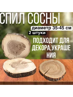 Деревянные заготовки, спилы срез сосны диаметр 35-43 2шт