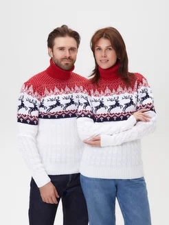 Новогодний свитер с горлом оленями мужской женский Stellato Knitwear 269679293 купить за 2 256 ₽ в интернет-магазине Wildberries