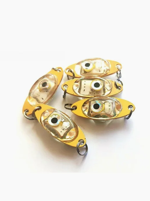 Fish Hook Блесна колебалка светодиодная светящаяся на форель щуку, желтый, фото 7