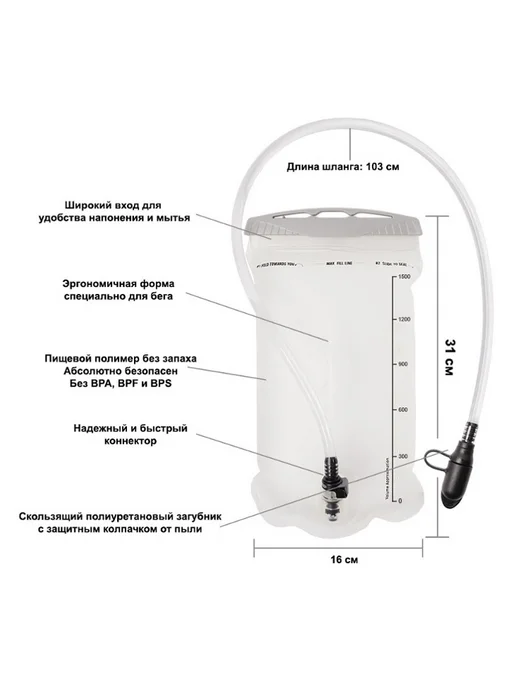 Nevo Rhino Гидратор для рюкзака 1.5L, 1,5 л, фото 2