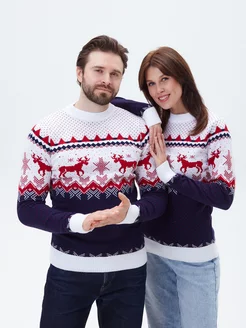 Новогодний свитер с оленями без горла мужской женский Stellato Knitwear 269838748 купить за 1 790 ₽ в интернет-магазине Wildberries