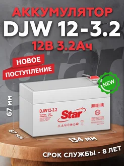 Аккумулятор DJW 12-3.2 12В 3.2Ач (12V 3.2Ah)